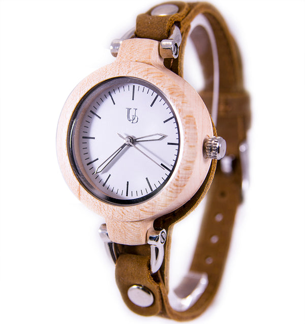 UXD Womens Wooden Watches with Premium Leather Strap