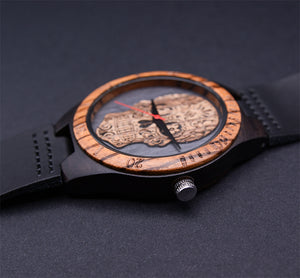 Men's Skeleton Wooden Watch with Premium Leather Band