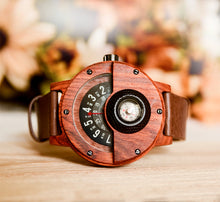Handmade Compass Sandal Wooden Watch For Men With Leather Strap