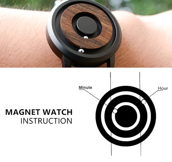 Cosmos Minimalist Dark Wood Dial Scaleless Magnetic Wooden Watch