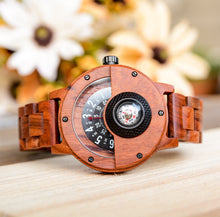 Handmade Compass Wood Watch For Men - Red.jpg