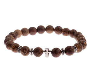 UD Meditation Prayer Wood Bead Bracelet Elastic Stretch wood bracelet for men