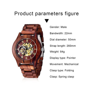 Premium Eco-Friendly Manual Mechanical Wooden Watches For Men