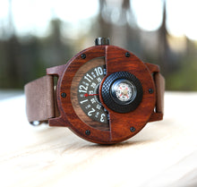 Handmade Compass Sandal Wooden Watch For Men With Leather Strap