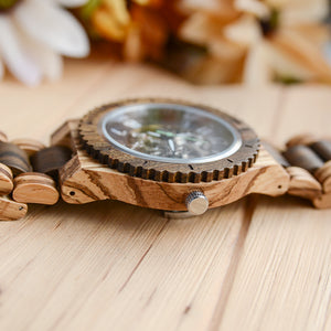 UXD Premium Eco-Friendly Manual Mechanical Wood Watch For Men Natural Durable Handcrafted Gift Idea for Him