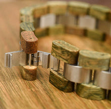 Mens Wooden Bracelet Stylish Vera Wood & Stainless Steel Combined Wooden Bangle