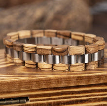 Mens Wooden Bracelet Stylish Wood & Stainless Steel Combined Wooden Bangle