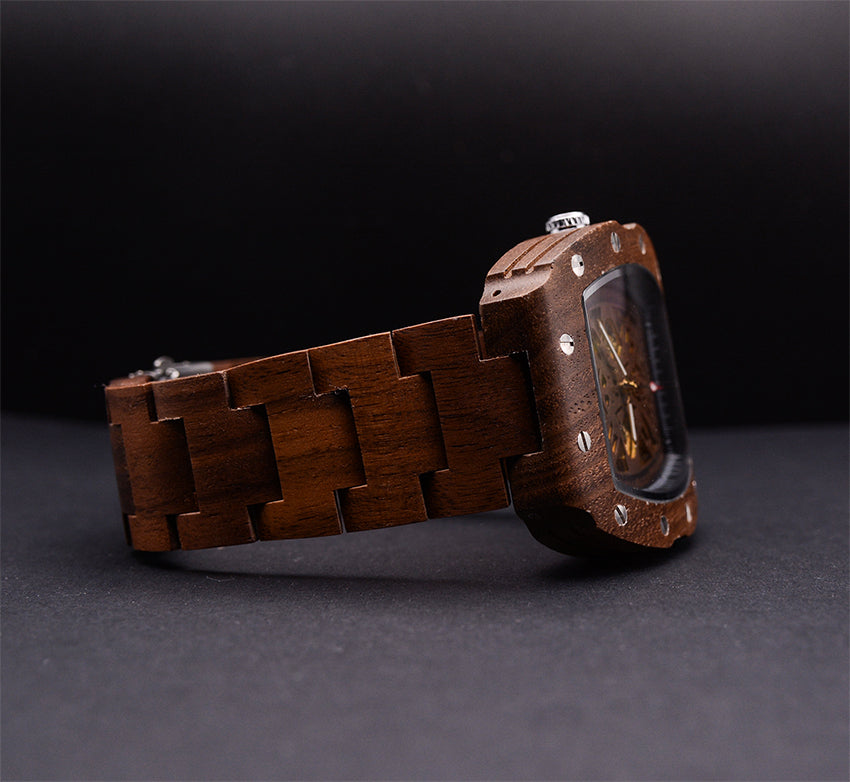 Premium Eco-Friendly Dark Durable Handcrafted Manual Mechanical Wooden Watch