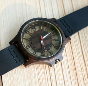 UXD Transparent Hollow Dark Wooden Watches