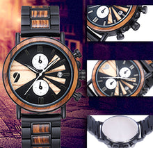 Ebony Wood & Stainless Steel Combined Chronograph Wood Watch