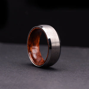 Urban Designer Tungsten Wedding Rings for Men with Rosewood Sleeve Interior Comfort Fit