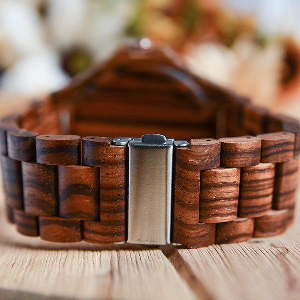 Groomsman Gifts - Engraved Multi Function Chronograph Zebra Round Wooden Watch For Groomsmen