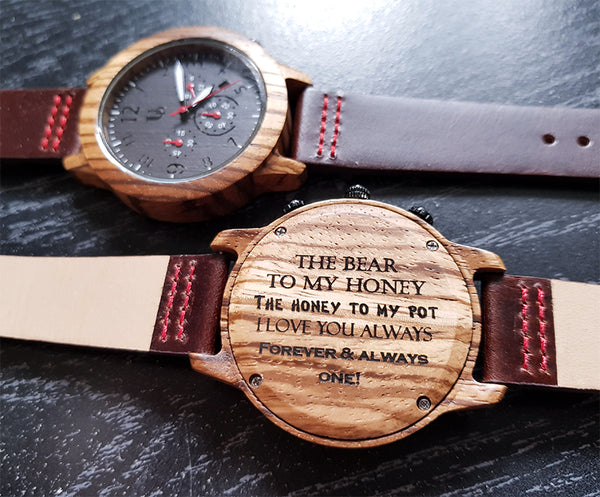 An example of what to engrave on a watch for a loved one from Urban Designer.