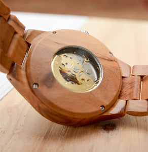 UXD Premium Eco-Friendly Automatic Olive Wood Watch for Men