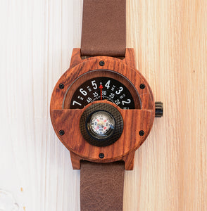 UXD  Handmade Compass Sandal Wooden Watch For Men With Leather Strap