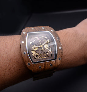 Premium Eco-Friendly Dark Durable Handcrafted Manual Mechanical Wooden Watch