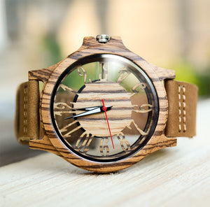 UXD Transparent Hollow Zebra Wooden Watches