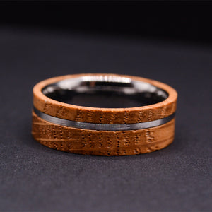 Wooden Ring Men Tungsten Carbide Mens Wedding Band With CASK Wood Inlaid