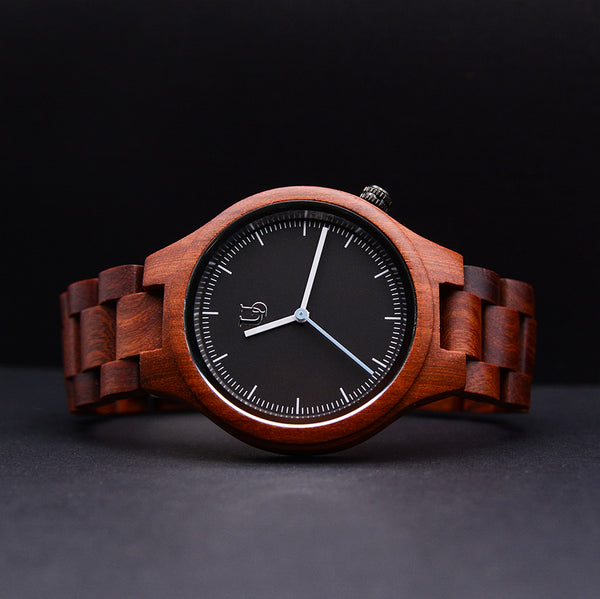 Wood Watches Personalized Round Natural Red Sandal Wooden Watch Engraved | Urban Designer