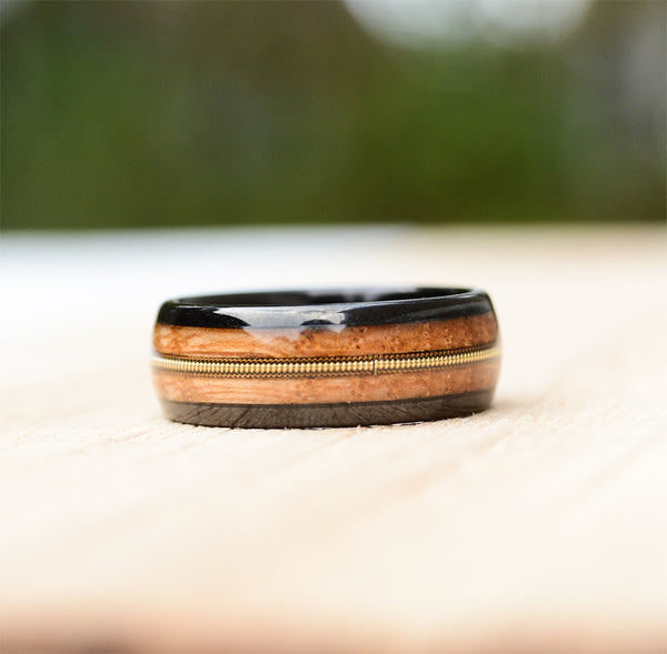 UXD Wood Inlay Black Tungsten Wood Ring