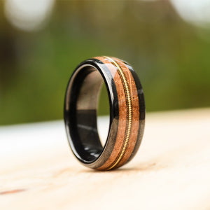 Wood Rings For Men Black Tungsten Rings With Wood Inlay | Urban Designer