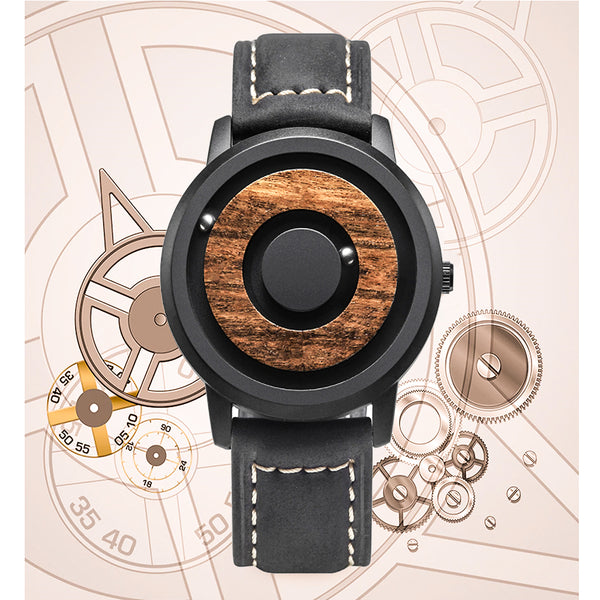 Watches For Men: Cosmos Minimalist Dark Wood Dial Magnetic Wooden Watch | Urban Designer 