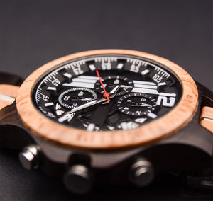 Men's Engraved Chronograph Wooden Watch