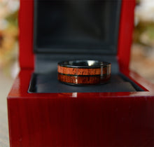 8mm Double Koa Wood Inlay Tungsten Wedding Bands For Men