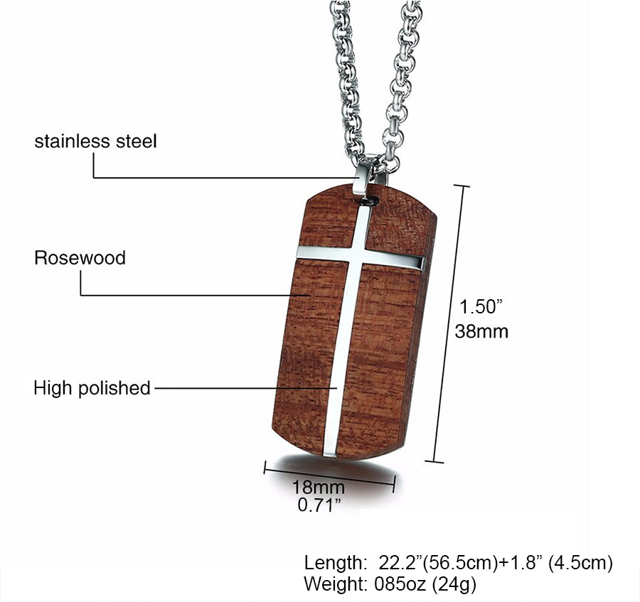 mens wooden cross-mens necklace-wood cross-stunning religious