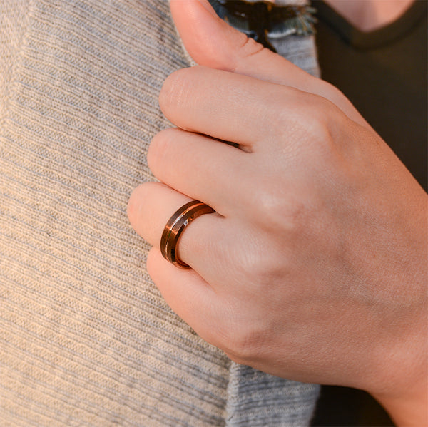 6mm Coffee & Rose Gold Tungsten Band