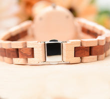 UD Round Womens Wooden Watch With Wood Band And Date Display