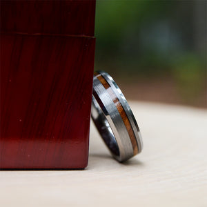 Womens Wedding Band: 6mm Tungsten Rings For Women with Olive Wood Inlay, Wooden Rings