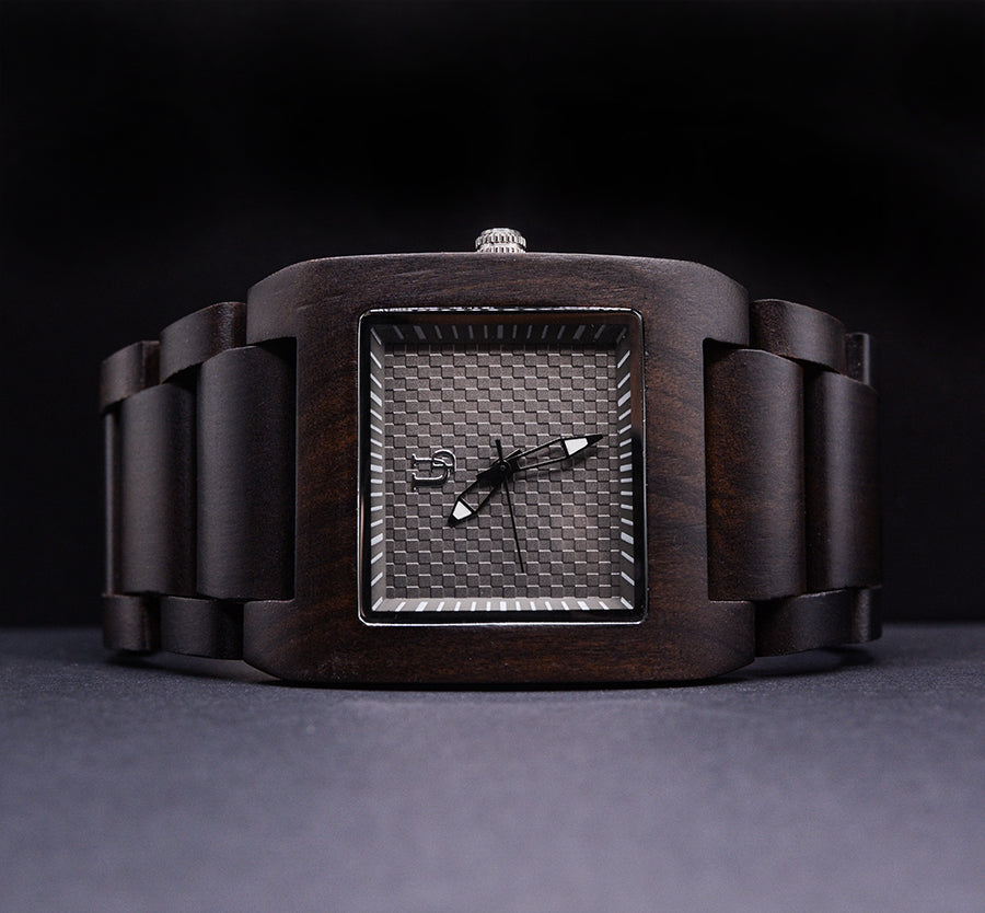 UXD Personalized Engraved Minimalist Exotic Dark Square Wooden Watch