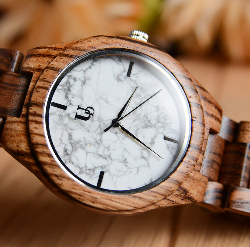 Chronograph Watches For Men With Dark Wood & Stainless Steel