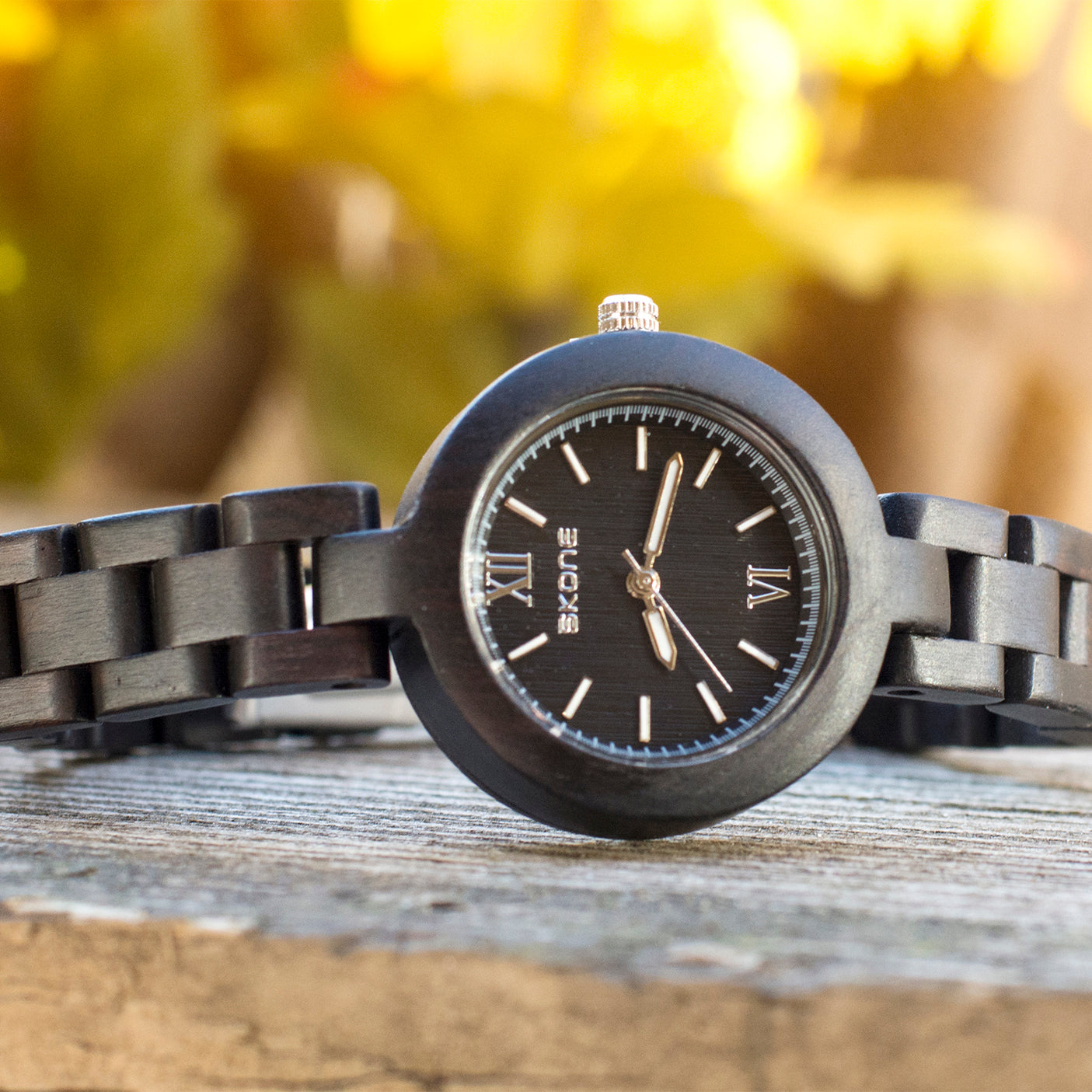 Handcraft Skone Analog Stylish Dark Wooden Watch Her