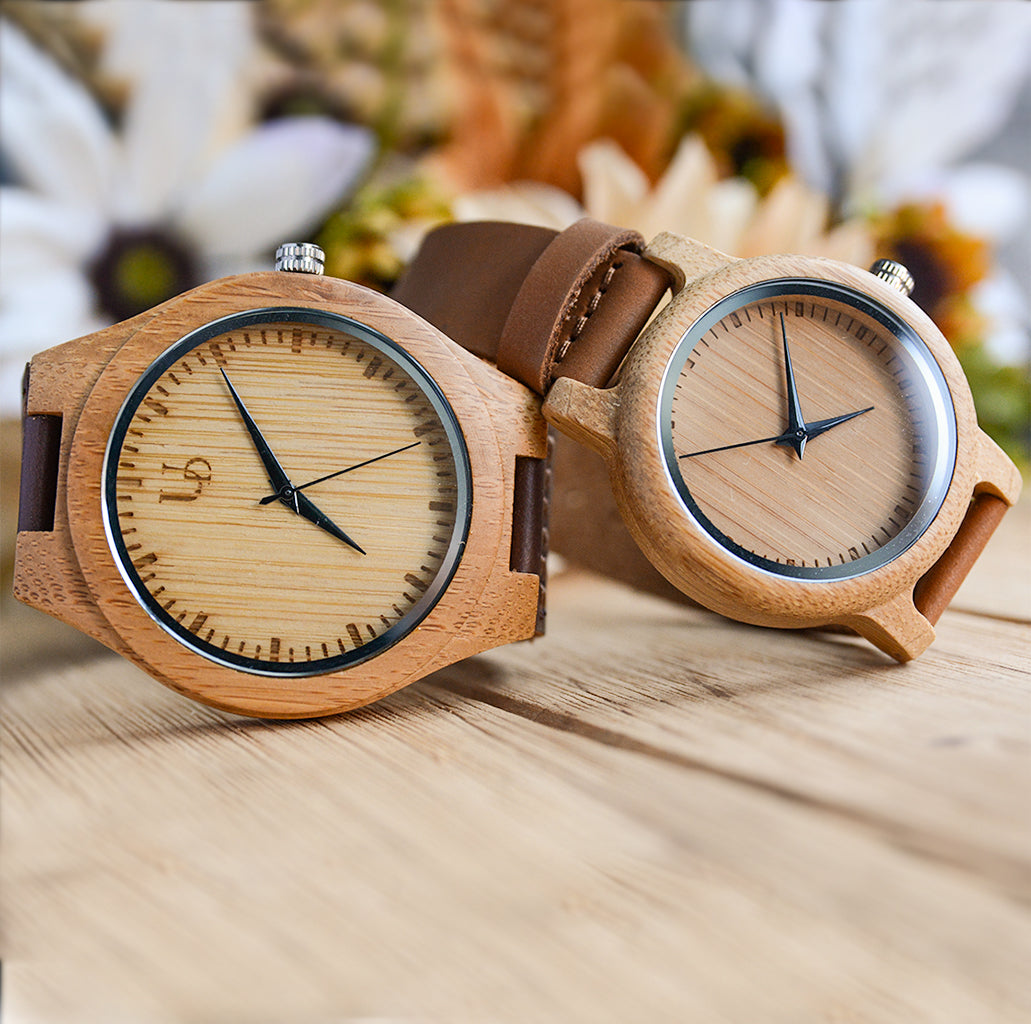 Minimalist Couple Wood Watches with Premium Leather Straps