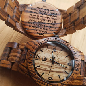 UD Unisex Zebra Thin Round Wooden Watch with Date Display