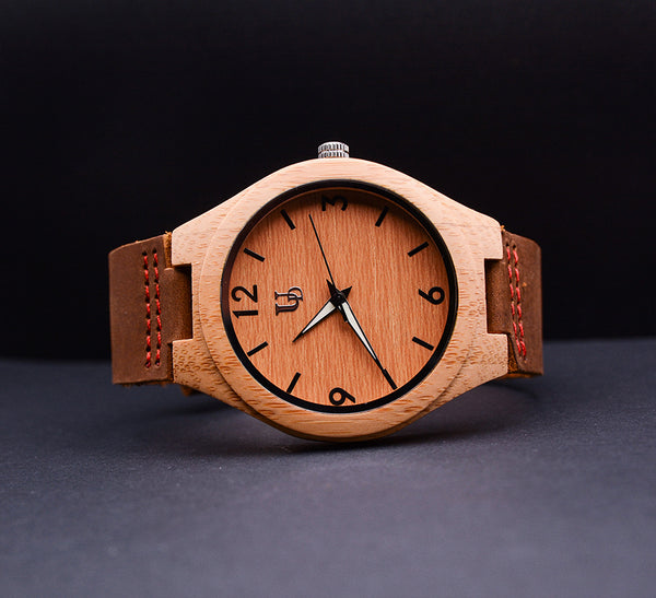 Wooden Watches: Personalized Engraved Bamboo Wood Watches with Genuine Leather Band | Urban Designer