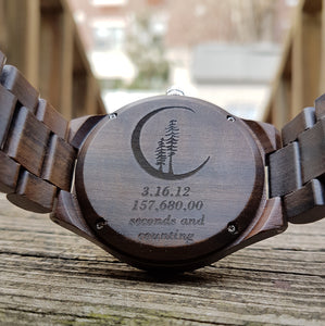 UD Personalized/Engraved His and Her Round Wooden Watches