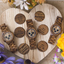 UD Personalized Multi Function Chronograph Zebra Round Wooden Watch