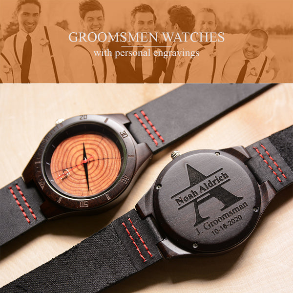 Personalized Groomsmen Gifts - Engraved Groomsmen Watches Leather Band