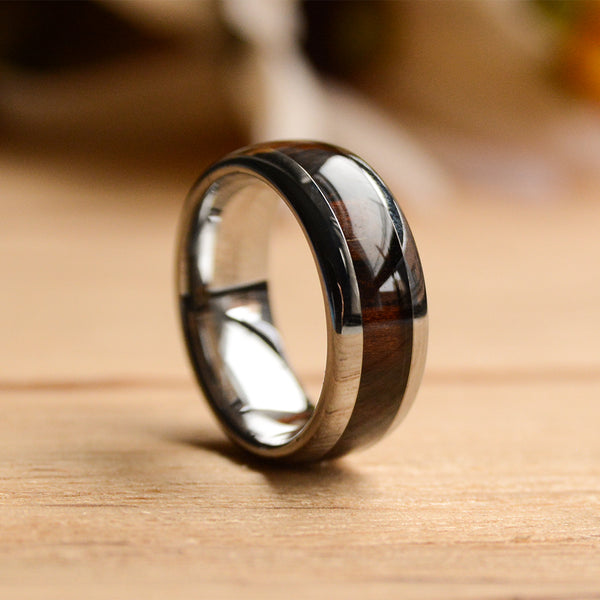 Harmony in Love: His and Hers Tungsten Wedding Band Set with Purple Heart Wood Inlay