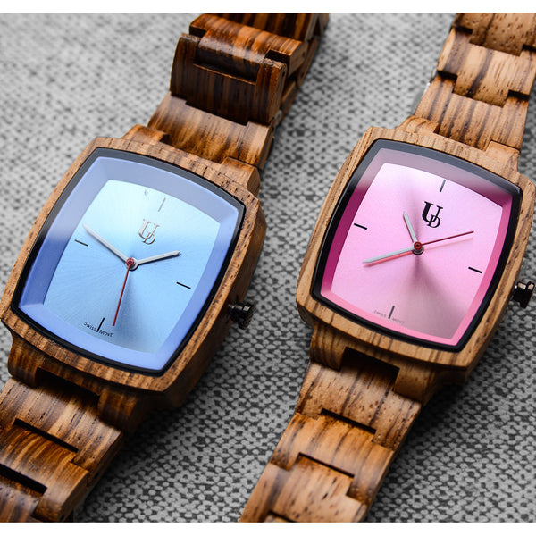 His and Hers Matching Swiss Wood Watches - Couples Wood Watch Set