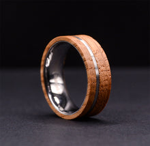 Wooden Ring Men Tungsten Carbide Mens Wedding Band With CASK Wood Inlaid