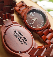 UXD Elegant Personalized/Engraved Red Round Sandal Wooden Watch