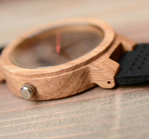 Minimalist Ebony Wood Watch For Men With Leather Band