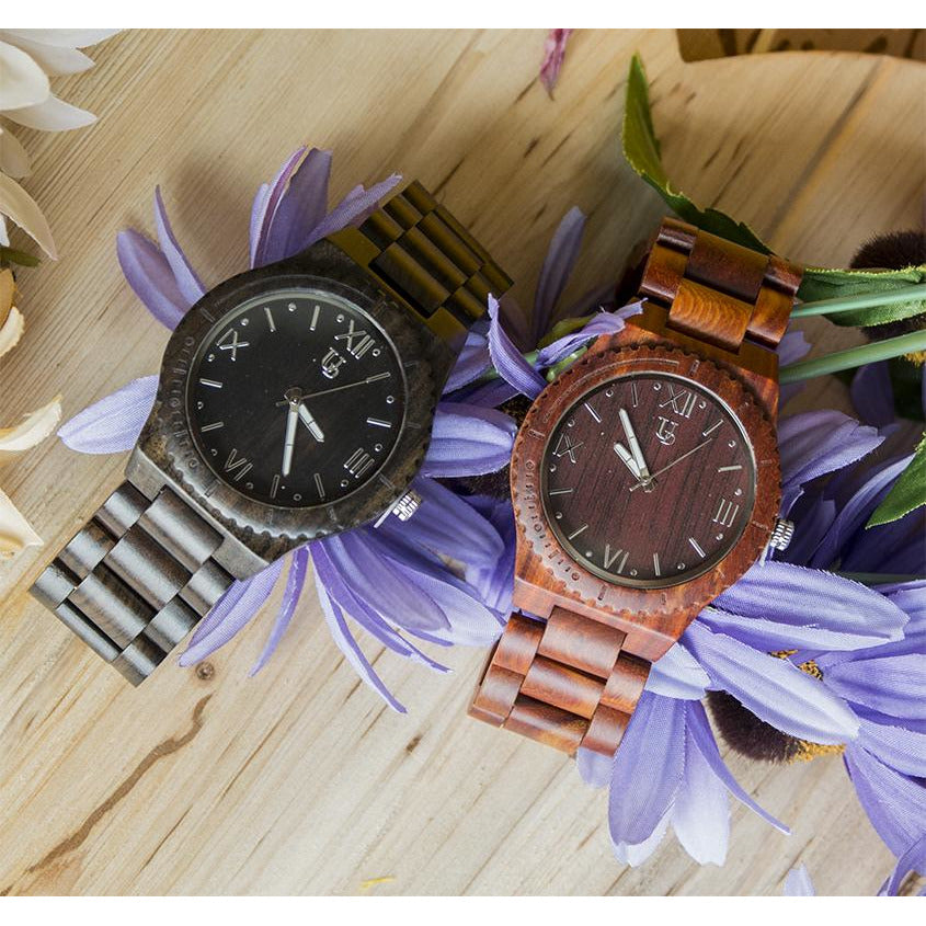 UD Personalized/Engraved His and Her Round Wooden Watches