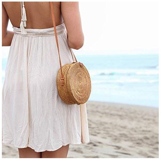 White Round Rattan Bag With Braid Pattern Bali Bag Straw Bag Woven Summer  Bag Boho Bag Trendy Straw Purse for Women Gift for Her - Etsy