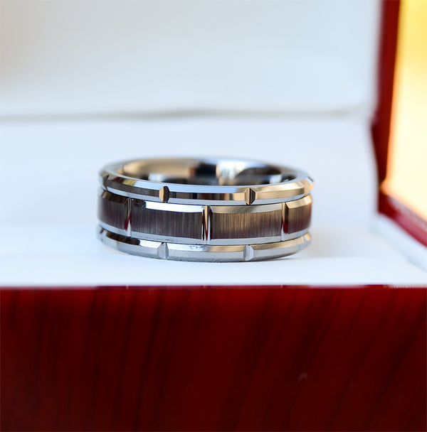 8mm Tungsten Wedding Band For Men In Silver Color