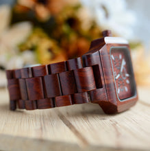 UD Handmade Mens Red Sandal Wooden Watch Square Wood Face